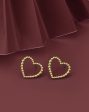 18kt Gold Plated Textured Heart Stud Earring For Cheap