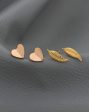 Set of 2 -18kt Gold & Rose Gold Plated Leaf and Heart Stud Earring for women Fashion