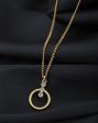 18kt Gold Plated CZ Circle & Bar Pendant with Chain Online now