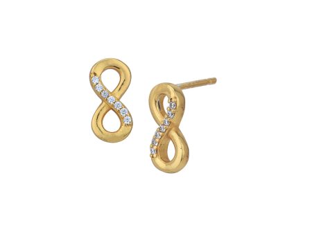 18kt Gold Plated with CZ Infinity Stud Earring Hot on Sale