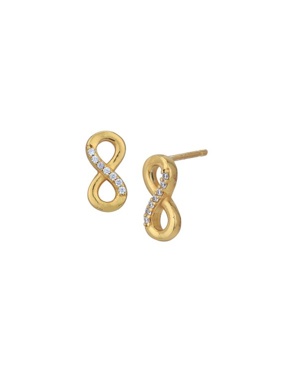 18kt Gold Plated with CZ Infinity Stud Earring Hot on Sale