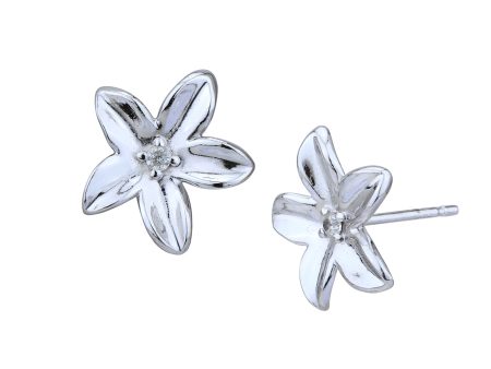 Rhodium Plated Floral Stud Earring Online