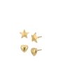 Set of 2 -18kt Gold Plated Star and Heart Stud Earring for women Hot on Sale