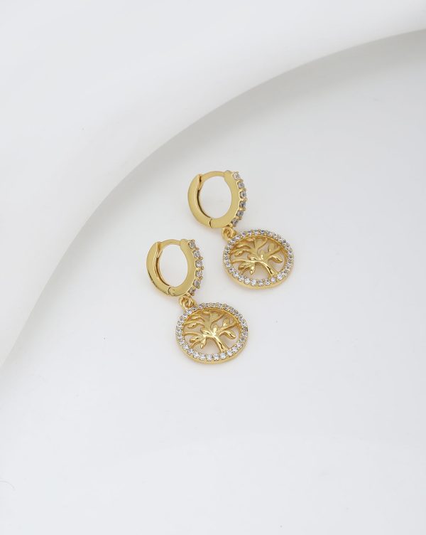 Carlton London Gold Plated Cz Studded Circular Hoop Earrings For Women Online Sale