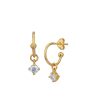 18kt Gold Plated with Dangling CZ Half Hoop Earring Hot on Sale