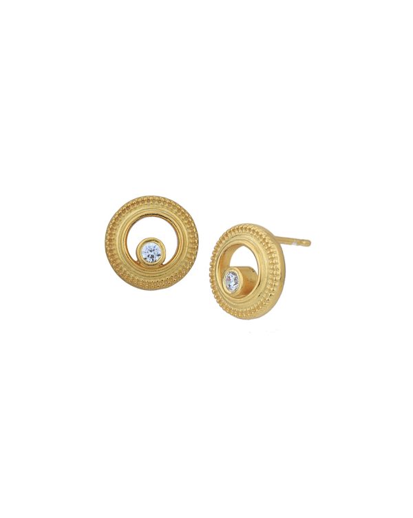 18kt Gold Plated with CZ Circular Stud Earring for women Supply