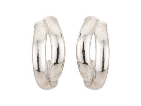 Rhodium Plated Contemporary Half Hoop Earrings For Cheap