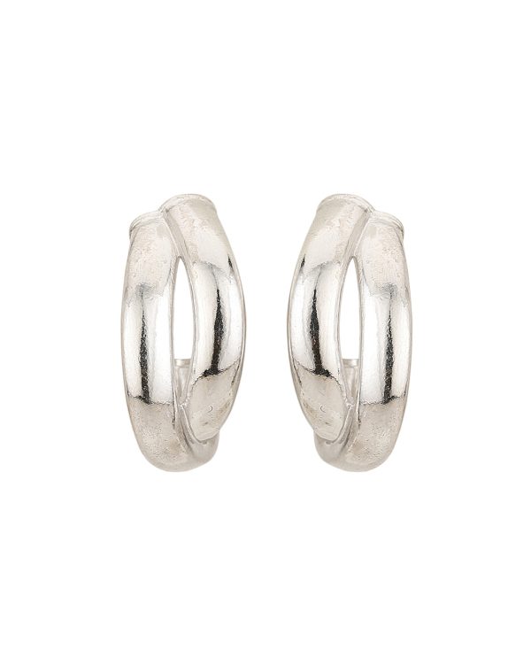 Rhodium Plated Contemporary Half Hoop Earrings For Cheap