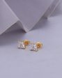 18kt Gold Plated with CZ Square Stud Earring for women Online now