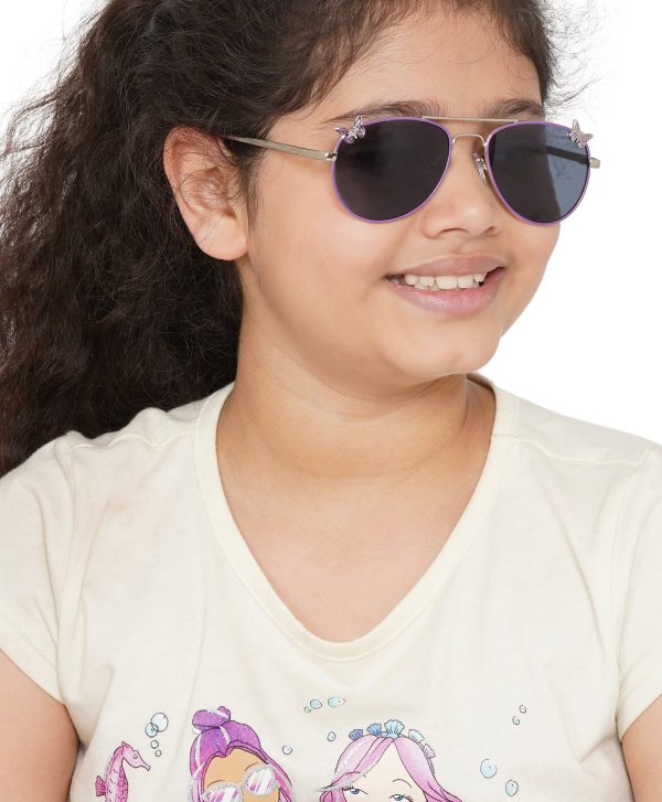 Carlton London Black Lens & Silver-Toned Aviator Sunglasses With Uv Protected Lens For Girl Discount