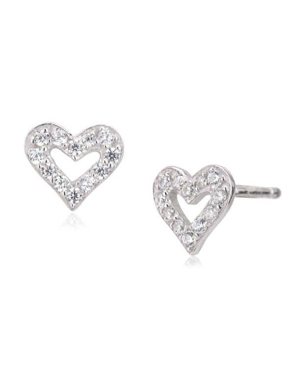 Carlton London 925 Sterling Rhodium Plated Cz Heart Stud Earring For Women For Discount