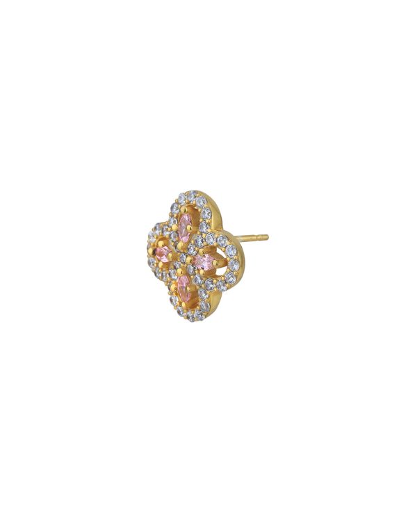 18kt Gold Plated with CZ Floral Stud Earring for women For Sale