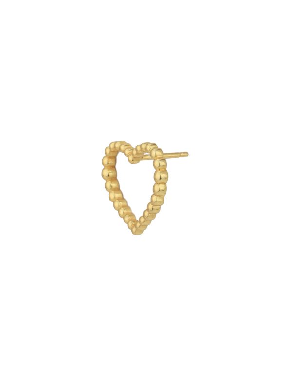 18kt Gold Plated Textured Heart Stud Earring For Cheap