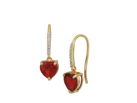 18kt Gold Plated with CZ Heart Drop Earring for women For Sale