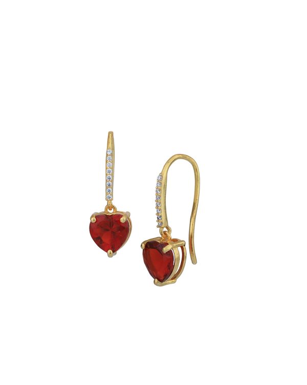 18kt Gold Plated with CZ Heart Drop Earring for women For Sale