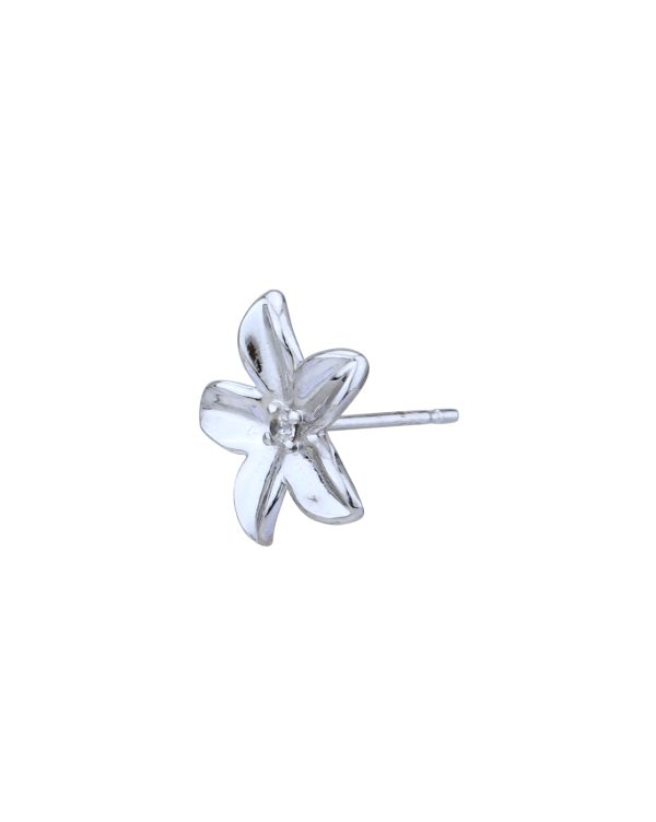 Rhodium Plated Floral Stud Earring Online