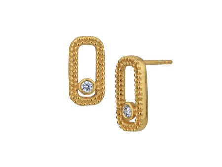 18kt Gold Plated with CZ Contemporary Stud Earring for women Sale