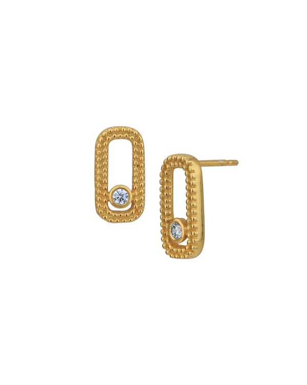 18kt Gold Plated with CZ Contemporary Stud Earring for women Sale