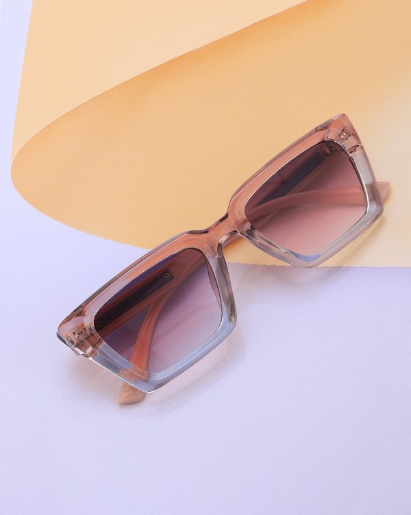 Pink Toned with UV Protected Lens Rectangle Sunglass for women Online now