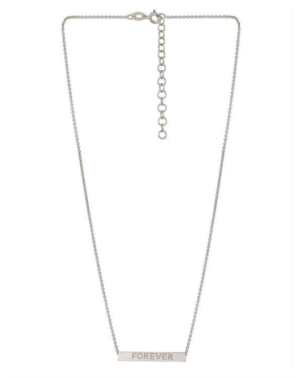 Carlton London Ingrave Text Inline Bar With Rhodium Plated Necklace Fashion