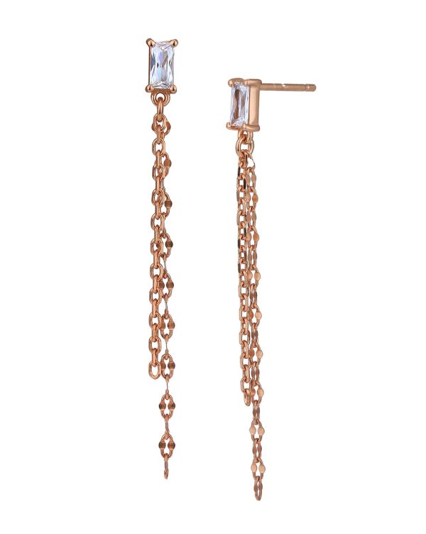 18kt Rose Gold Plated with CZ Drop Earring For Discount