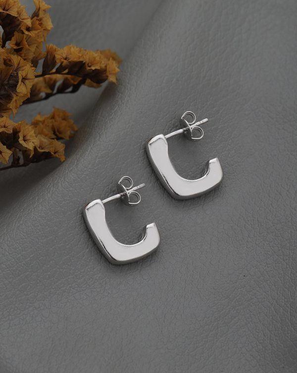 Rhodium Plated Contemporary Drop Earring Online