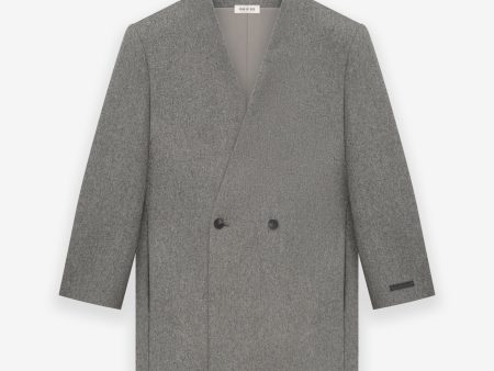 Melange Wool Double Breasted Lapelless Blazer Online now