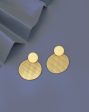 18kt Gold Plated Textured Circular Drop Earring For Cheap