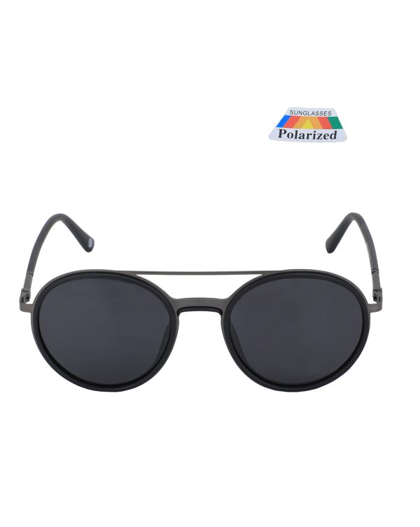 Premium Black with Metallic Toned & Polarised Lens Round Sunglass for men For Cheap