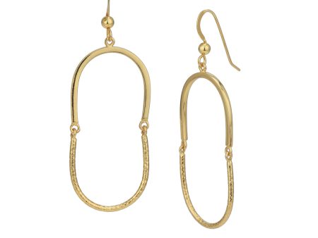 18kt Gold Plated Oval Drop Earring For Sale