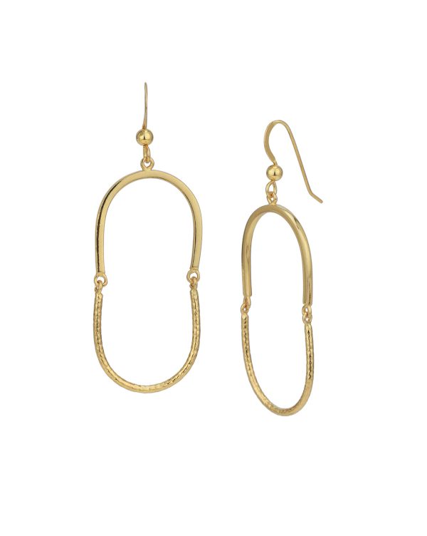 18kt Gold Plated Oval Drop Earring For Sale