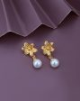 18kt Gold Plated with Pearl Floral Drop Earring Online now