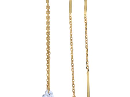 18kt Gold Plated Dangling Solitaire Threader Earring Cheap