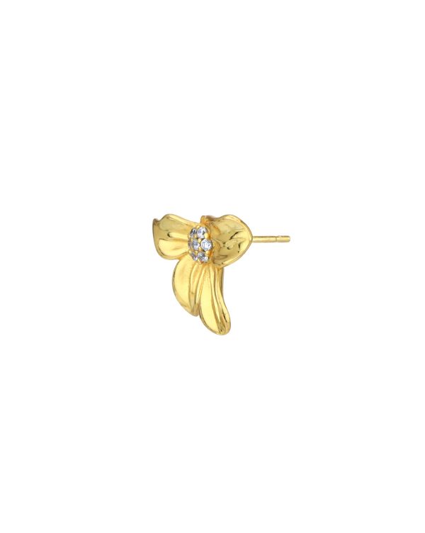 18kt Gold Plated with CZ Floral Bold Stud Earring Online now