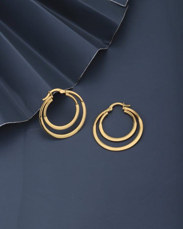 18kt Gold Plated Double Bar Hoop Earring Supply