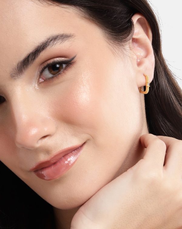 18kt Gold Plated with CZ Hoop Earring Online Sale