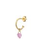 18kt Gold Plated with Dangling CZ Heart Half Hoop Earring for women Hot on Sale