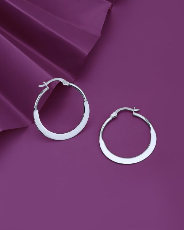 Rhodium Plated Hoop Earring on Sale