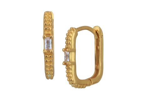 18kt Gold Plated with CZ Hoop Earring Online Sale