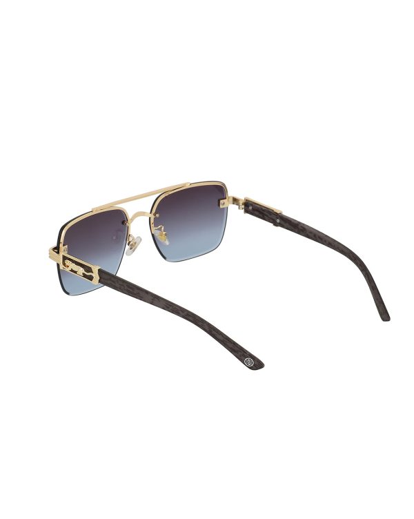 Unisex Gold With Grey Uv Protected Blue  Lens Rectangle Sunglass on Sale