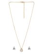 18kt Gold Plated CZ Tear Drop Shape Necklace with Earring Set for women For Cheap