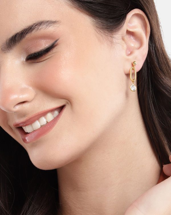 18kt Gold Plated with CZ Drop Earring Online