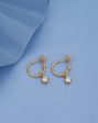 18kt Gold Plated with Dangling CZ Half Hoop Earring Hot on Sale