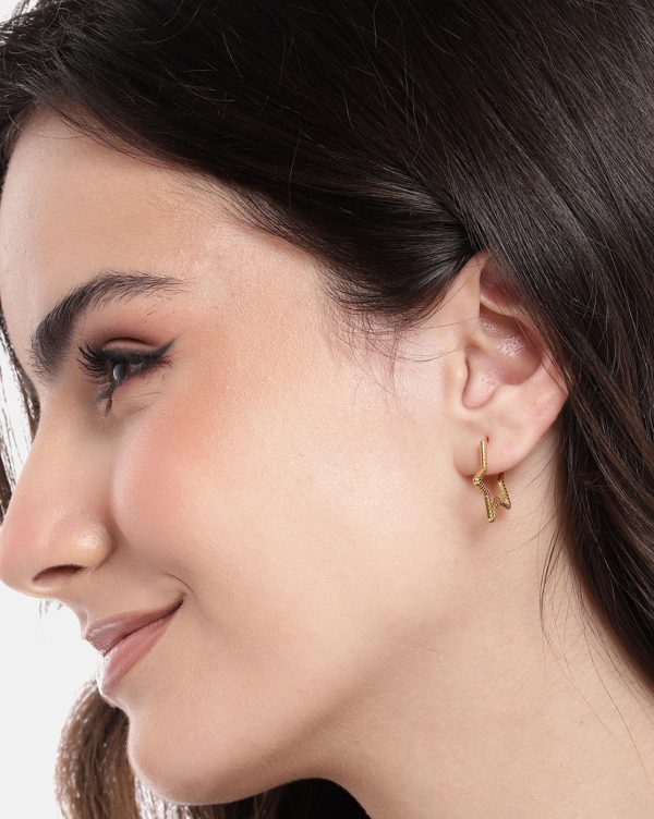 18kt Gold Plated Star Half Hoop Earring Sale