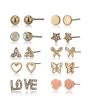 Carlton London Set Of 10 Gold Plated Contemporary Studs Earrings For Women Supply