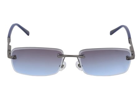 Premium Silver with Blue Toned & UV Protected Lens Square Sunglass for unisex Cheap