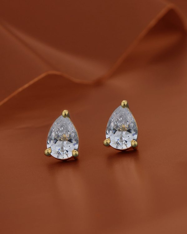 18kt Gold Plated with CZ Teardrop Stud Earring for women Supply