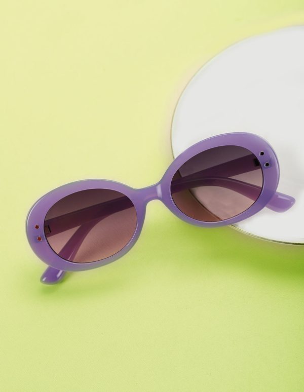 Carlton London Black Lens & Purple Oval Sunglasses For Girl Supply