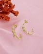 18kt Gold Plated with CZ Half Hoop Earring For Discount