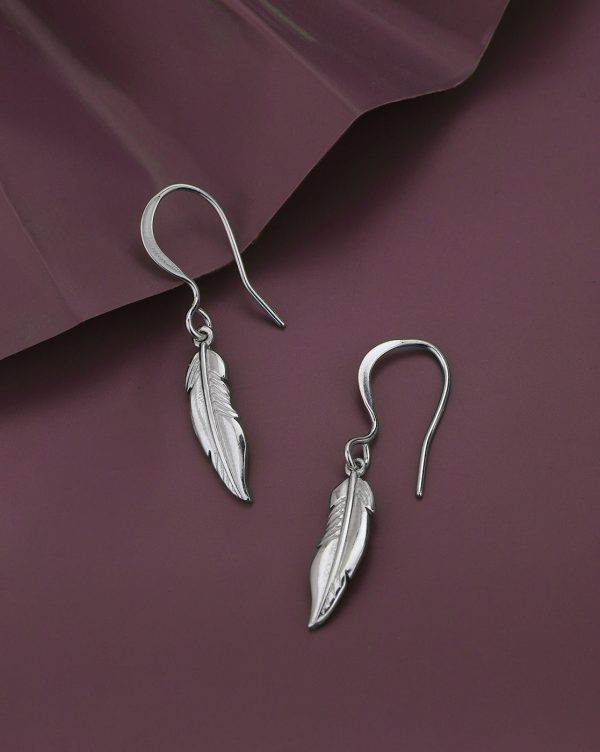 Rhodium Plated Dangling Leaf Drop Earring for women For Cheap